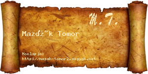 Mazák Tomor névjegykártya